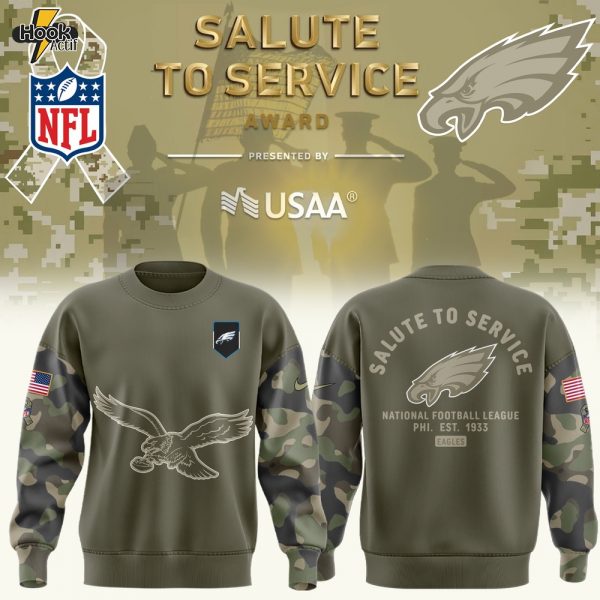 Philadelphia Eagles Nike Olive 2025 Salute to Service Sideline Standard Sweat