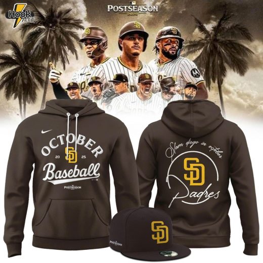 San Diego Padres Fanatics Brown 2025 MLB Postseason Locker Room Hoodie