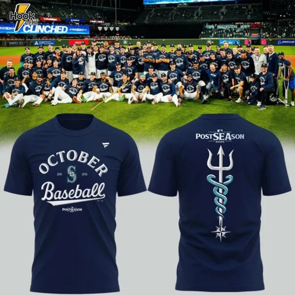 Special New October Baseball Post Season 2025 Tridient Vintage Logo T-Shirt