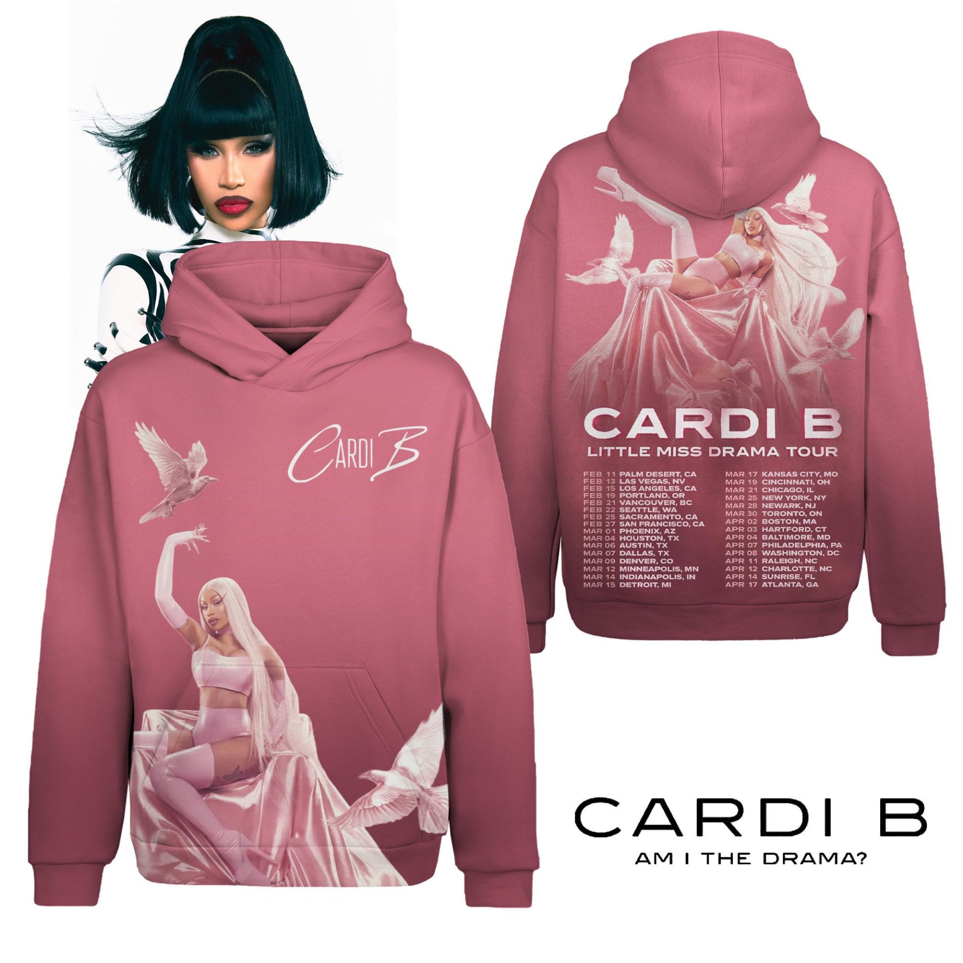 Premium Cardi B Litte Miss Drama Tour 3D Hoodie NY Premium Cardi B Litte Miss Drama Tour 3D Hoodie NY