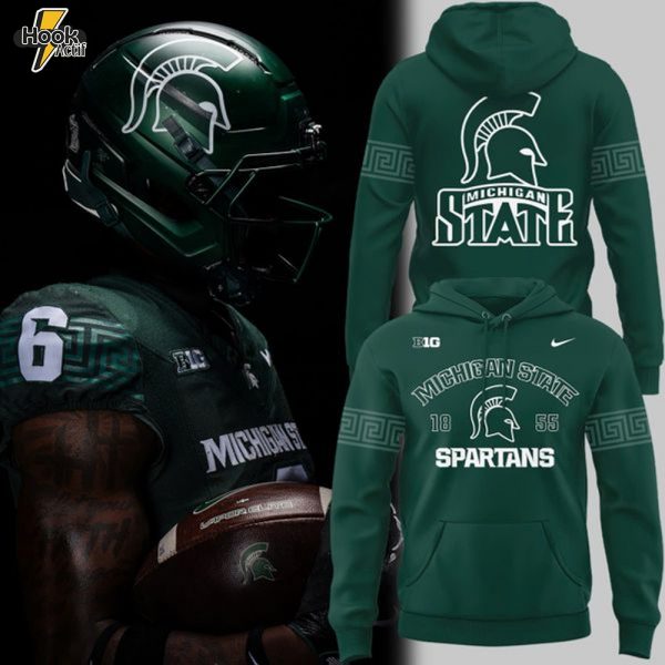 2025 Michigan State Spartans Helmet Logo EST. 1855 Uniform Hoodie