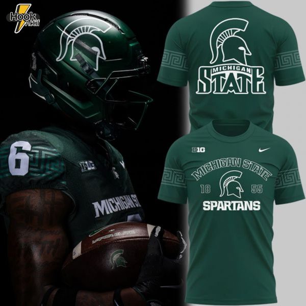 2025 Michigan State Spartans Helmet Logo EST. 1855 Uniform T-Shirt