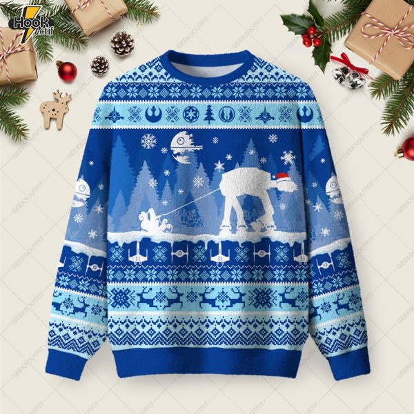 AT Snow Walker Christmas Ugly Christmas Fuzzy Fleece Sweatshirt