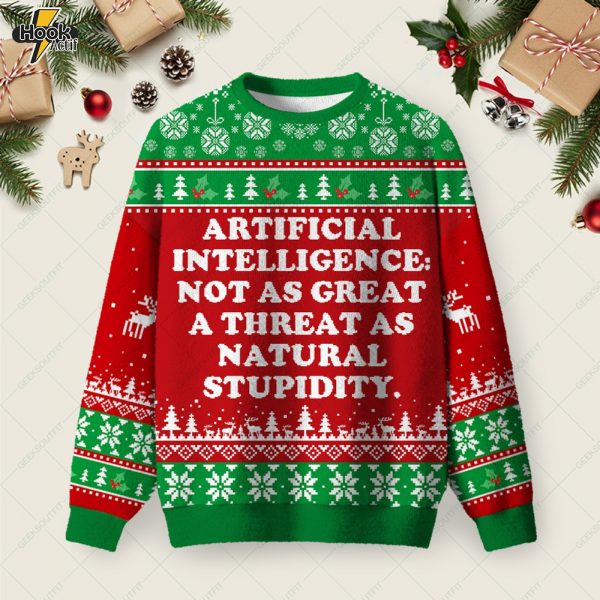 Artificial Intelligence Ugly Christmas Fuzzy Fleece Sweatshirt