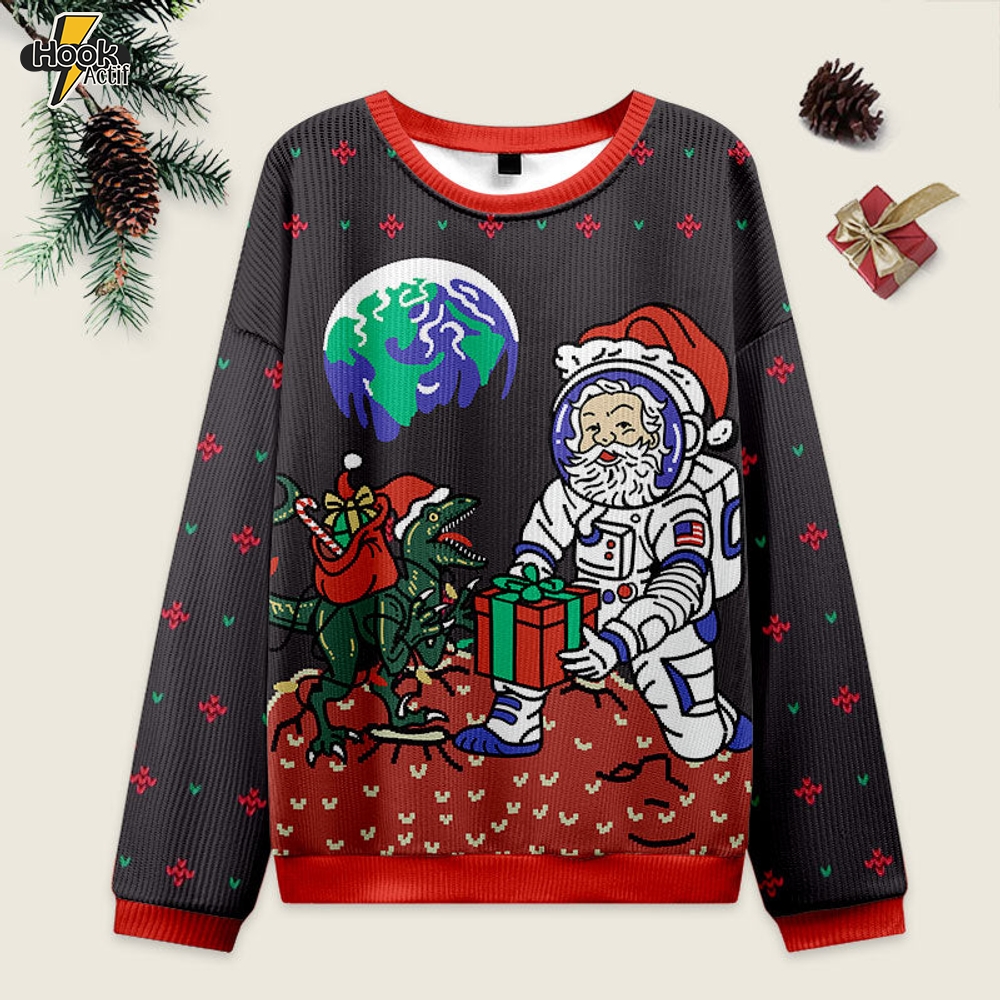 Astronaut Santa Black Ugly Christmas Sweater Sweatshirt Astronaut Santa Black Ugly Christmas Sweater Sweatshirt