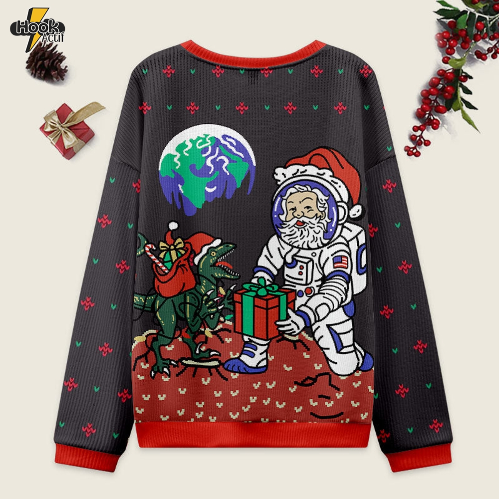 Astronaut Santa Black Ugly Christmas Sweater Sweatshirt Astronaut Santa Black Ugly Christmas Sweater Sweatshirt