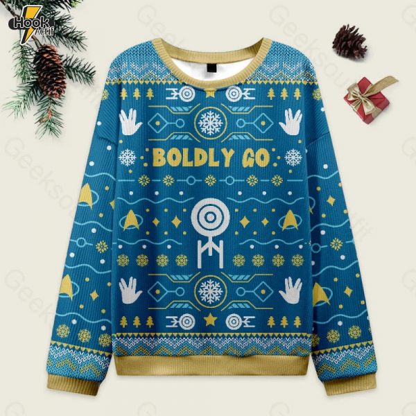 Boldly into Blue Ugly Christmas Fuzzy Fleece Sweatshirt