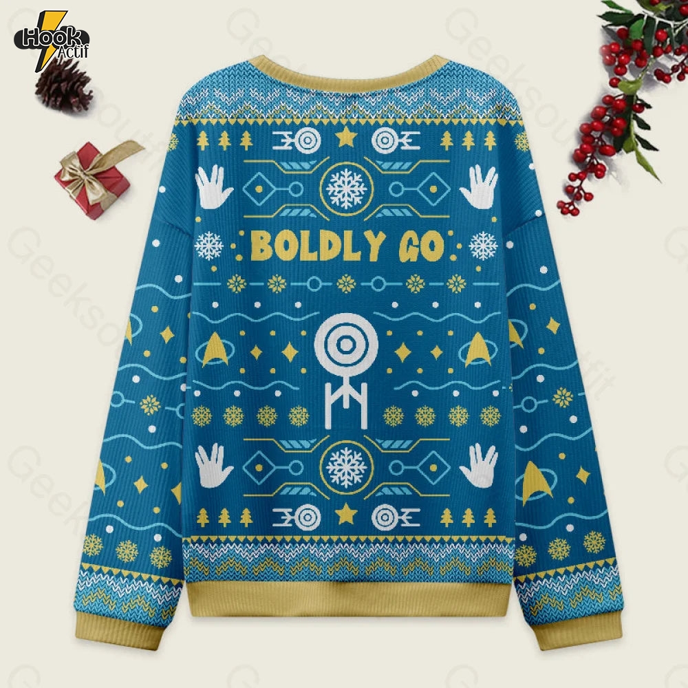 Boldly into Blue Ugly Christmas Fuzzy Fleece Sweatshirt Boldly into Blue Ugly Christmas Fuzzy Fleece Sweatshirt
