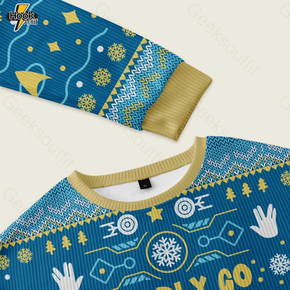 Boldly into Blue Ugly Christmas Fuzzy Fleece Sweatshirt Boldly into Blue Ugly Christmas Fuzzy Fleece Sweatshirt