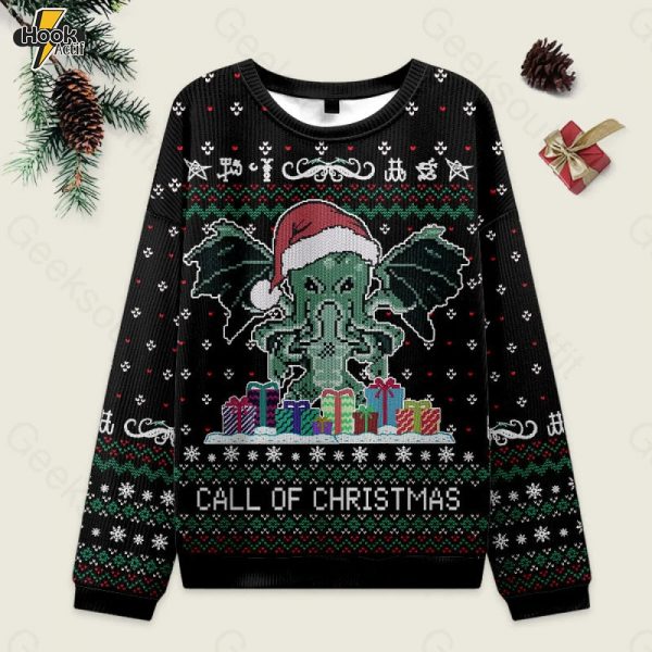 Call of Christmas Black Ugly Christmas Fuzzy Fleece Sweatshirt