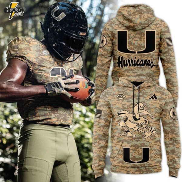 Camo Miami Hurricanes Honor & Support Premier Strategy Hoodie