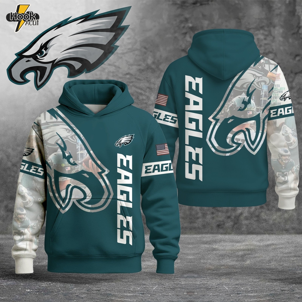 Casual Philadelphia Eagles American Flag Hoodie -Black Casual Philadelphia Eagles American Flag Hoodie -Black