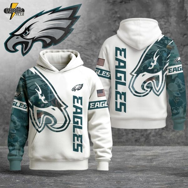 Casual Philadelphia Eagles American Flag Hoodie - White