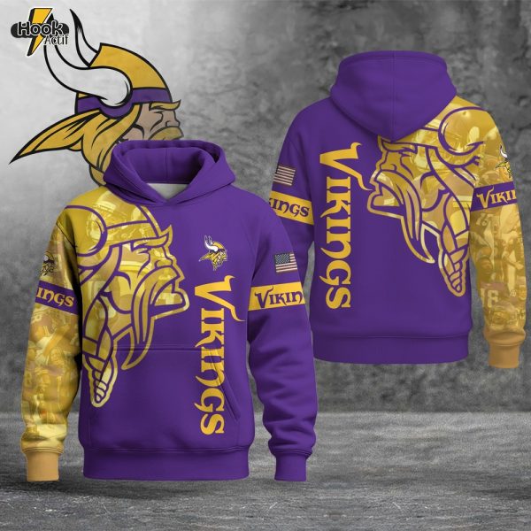 Casual Vikings American Flag Hoodie