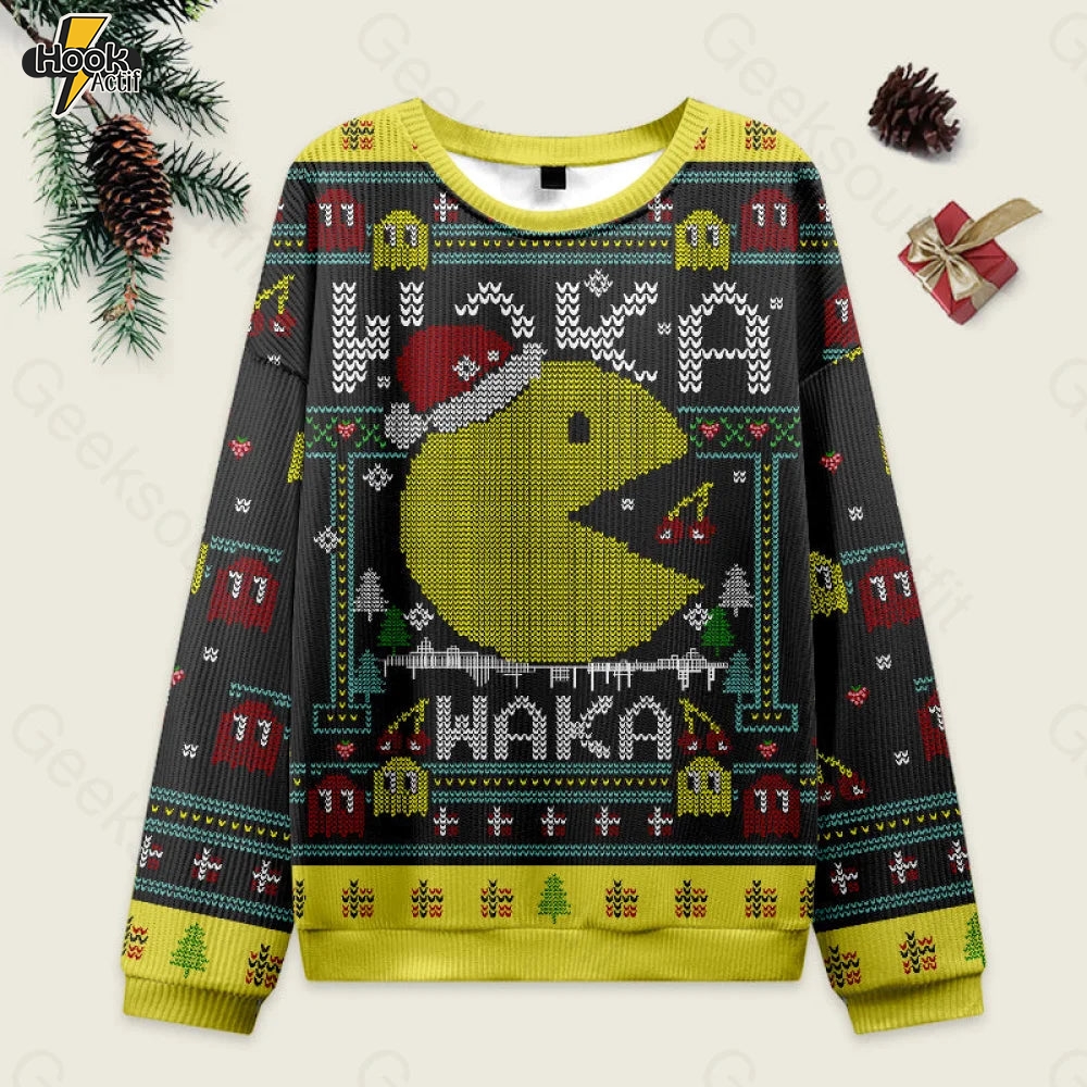 Christmas Arcade Black Ugly Christmas Fuzzy Fleece Sweatshirt Christmas Arcade Black Ugly Christmas Fuzzy Fleece Sweatshirt