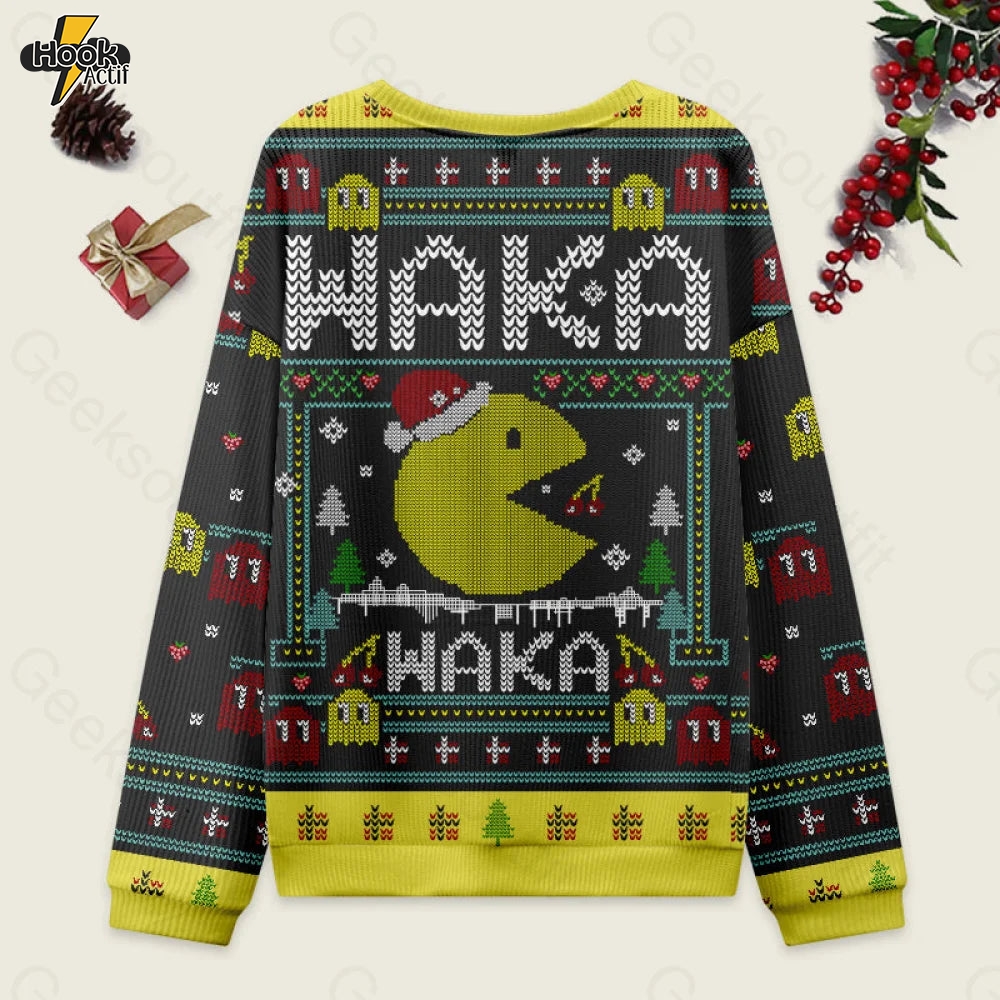 Christmas Arcade Black Ugly Christmas Fuzzy Fleece Sweatshirt Christmas Arcade Black Ugly Christmas Fuzzy Fleece Sweatshirt