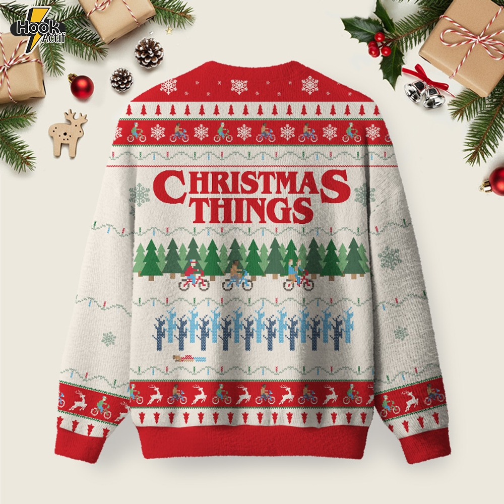 Christmas Thing Ugly Christmas Fuzzy Fleece Sweatshirt Christmas Thing Ugly Christmas Fuzzy Fleece Sweatshirt