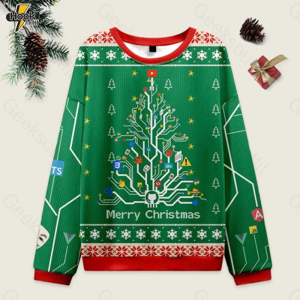 Circuit Diagram Christmas Tree Ugly Christmas Fuzzy Fleece Sweatshirt