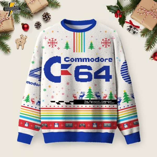 Commodore 64 Ugly Christmas Fuzzy Fleece Sweatshirt
