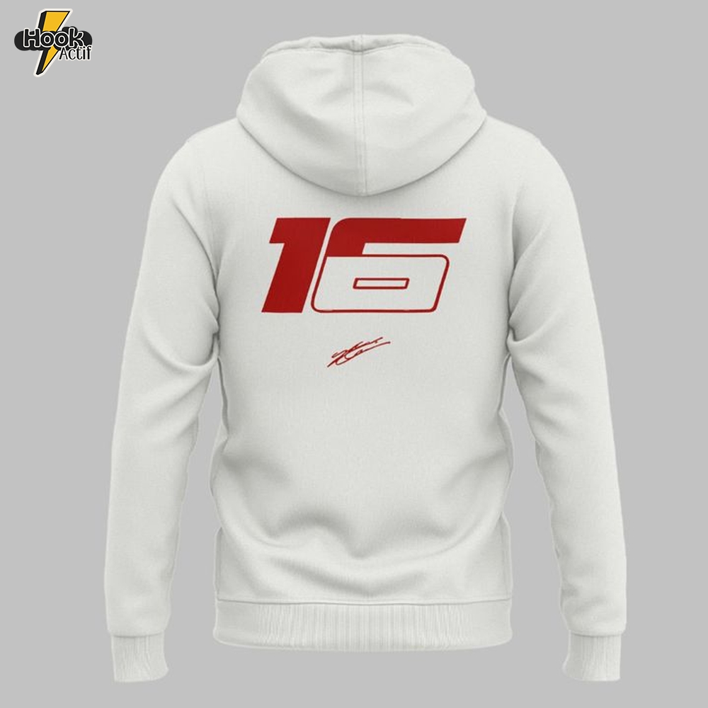 Ferrari F1 Charles Leclerc Signature White Hoodie - Limited Edition Ferrari F1 Charles Leclerc Signature White Hoodie - Limited Edition