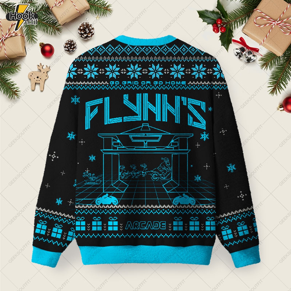 Flynn's Arcade Ugly Christmas Fuzzy Fleece Sweatshirt Flynn's Arcade Ugly Christmas Fuzzy Fleece Sweatshirt