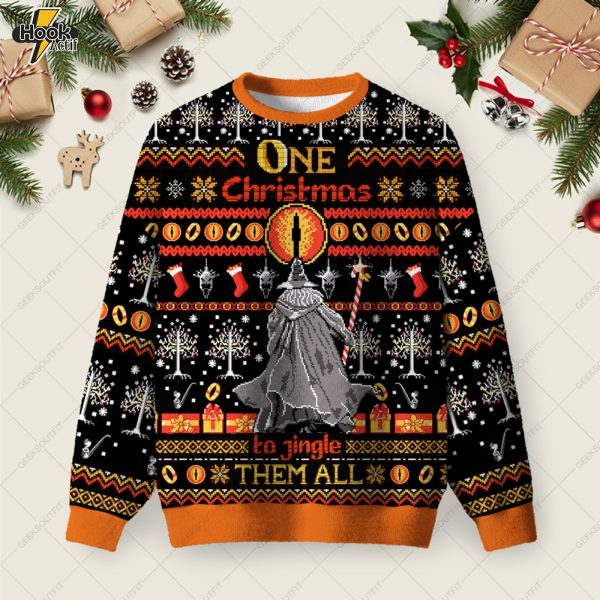 Gandalf Christmas Ugly Christmas Fuzzy Fleece Sweatshirt