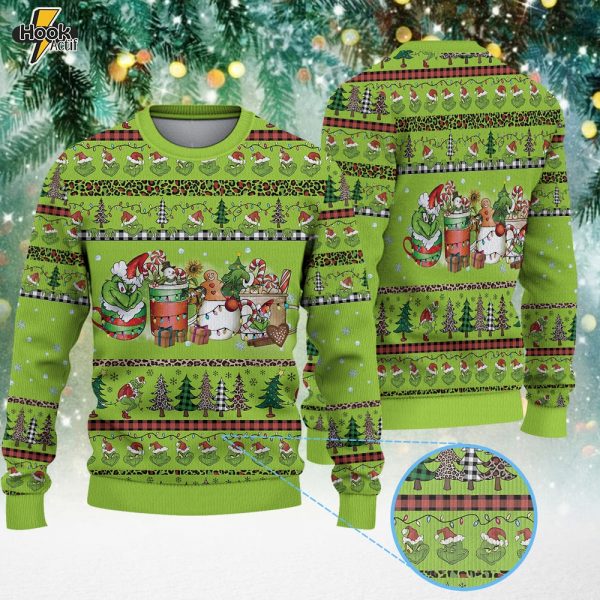 Grinch Christmas Drink Christmas Knitted Sweater