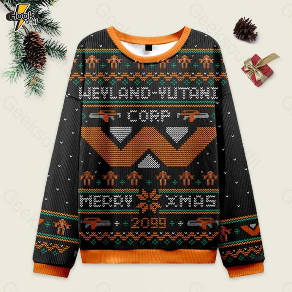 Happy Alien Xmas Black Ugly Christmas Sweater Sweatshirt