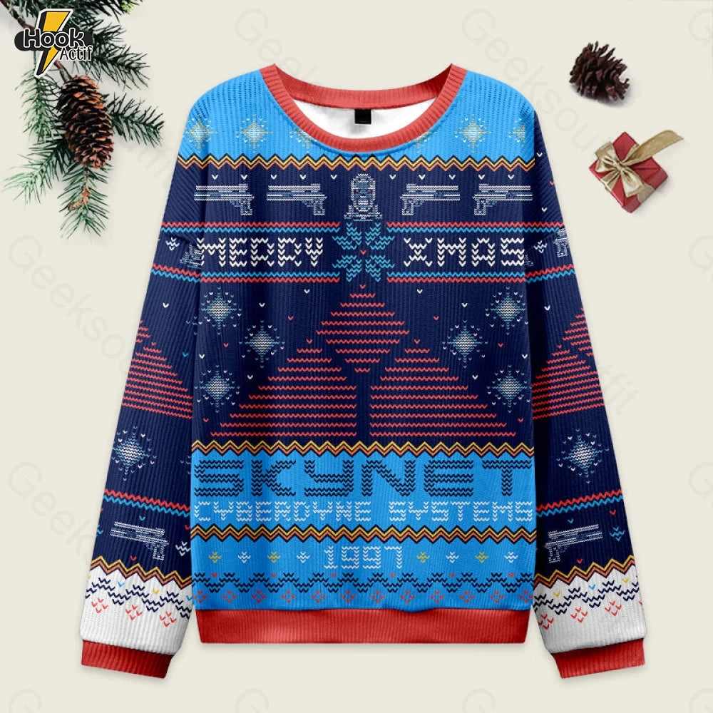 Happy Cyber Xmas Blue Ugly Christmas Sweater Sweatshirt Happy Cyber Xmas Blue Ugly Christmas Sweater Sweatshirt