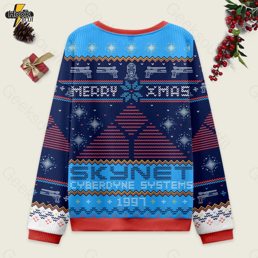 Happy Cyber Xmas Blue Ugly Christmas Sweater Sweatshirt Happy Cyber Xmas Blue Ugly Christmas Sweater Sweatshirt
