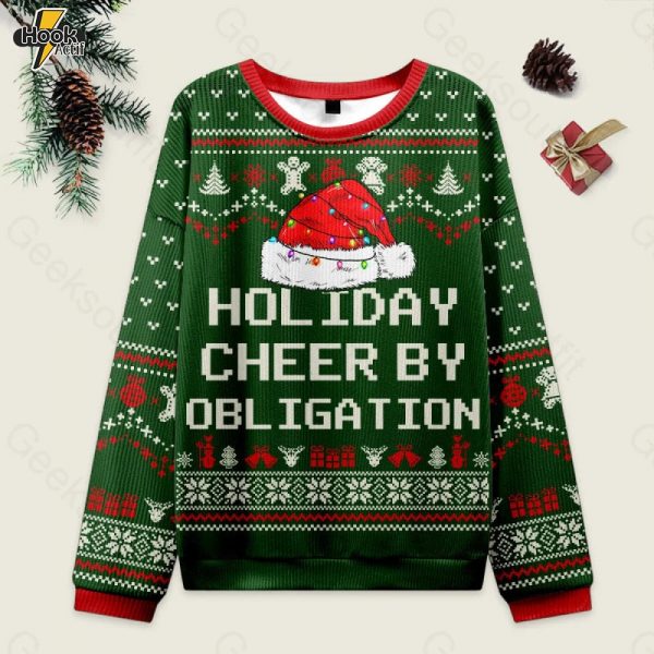 Holiday Cheer by Obligation Green Ugly Christmas Fuzzy Fleece Sweatshirt