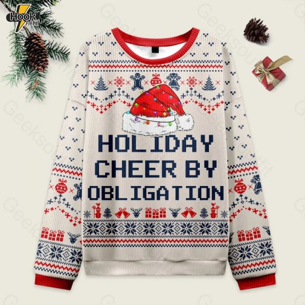 Holiday Cheer by Obligation Off-White Ugly Christmas Fuzzy Fleece Sweatshirt