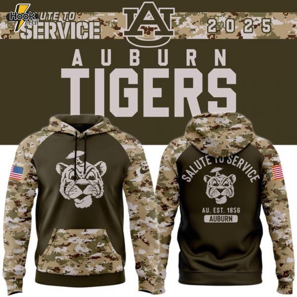 Auburn Tigers football 2025 Nike Olive/Camo 2025 Salute To Service Hoodie