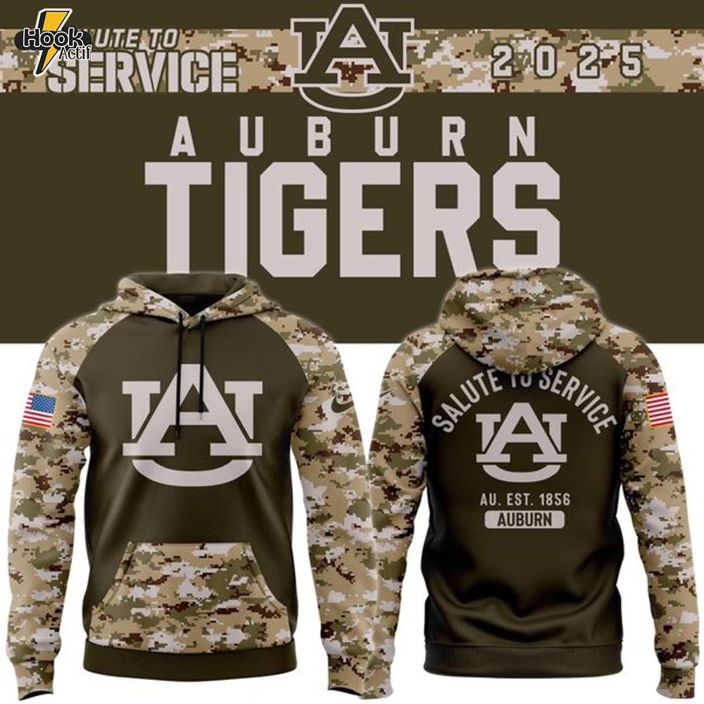 Auburn Tigers football 2025 Nike Olive/Camo 2025 Salute To Service Hoodie v2 Auburn Tigers football 2025 Nike Olive/Camo 2025 Salute To Service Hoodie v2