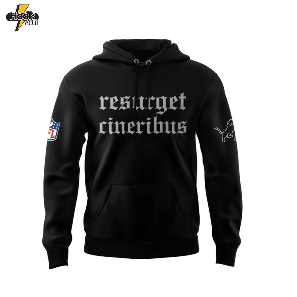 Detroit Lions x Aidan Hutchinson Black House of Hutch Resurget Cineribus Hoodie Detroit Lions x Aidan Hutchinson Black House of Hutch Resurget Cineribus Hoodie