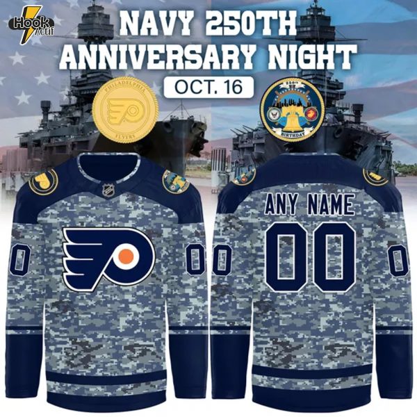 Exclusive Philadelphia Flyers x Navy 250th Anniversary Night Hockey Jersey (V1)