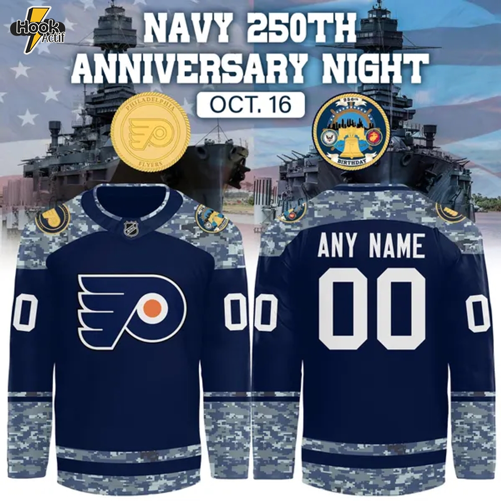 Exclusive Philadelphia Flyers x Navy 250th Anniversary Night Hockey Jersey (V2) Exclusive Philadelphia Flyers x Navy 250th Anniversary Night Hockey Jersey (V2)