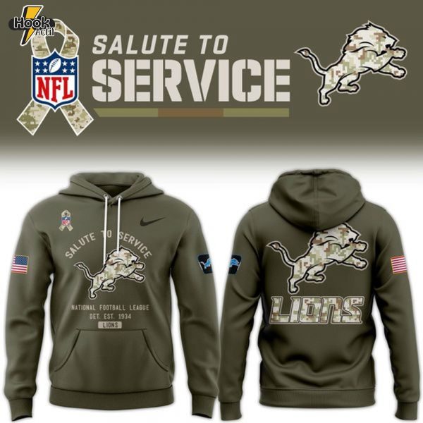 Limited Edition Detroit Lions Salute to Service 2025 Hoodie