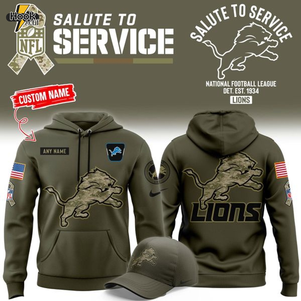 Men's Custom Detroit Lions 2025-2026 Salute to Service Hoodie (V1) Men's Custom Detroit Lions 2025-2026 Salute to Service Hoodie (V1)