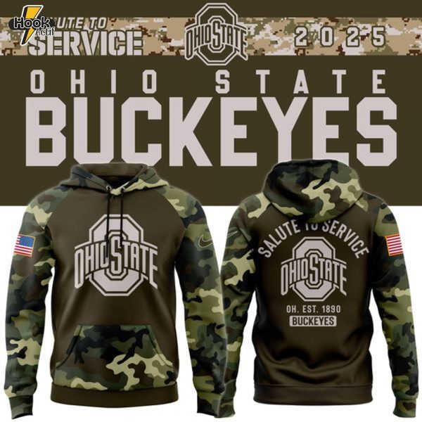 Men's Nike Ohio State Football Olive/camo 2025 Salute To Service Hoodie v2