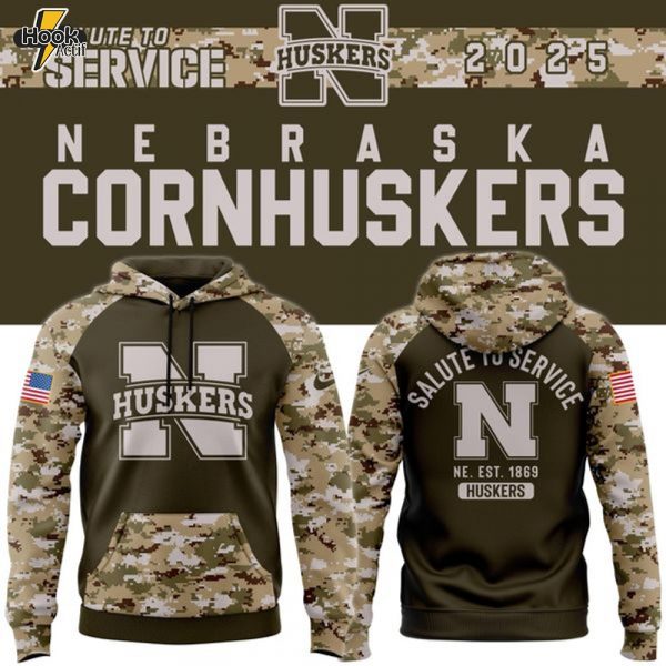 Nebraska Cornhuskers football Nike Olive/Camo 2025 Salute To Service Hoodie