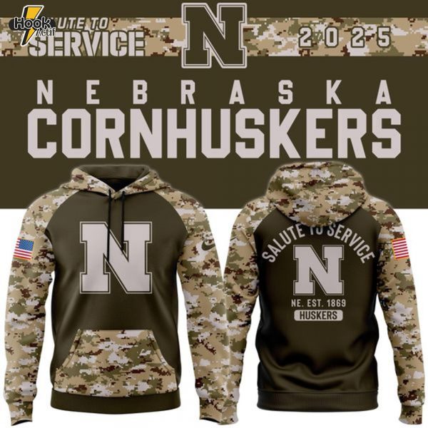 Nebraska Cornhuskers football Nike Olive/Camo 2025 Salute To Service Hoodie v2