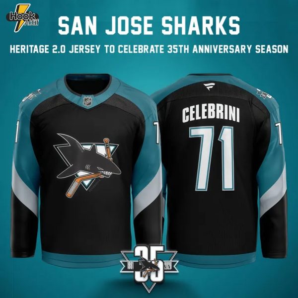 San Jose Sharks Heritage 2.0 Celebrate 35th Anniversary Season Special Hockey Jersey