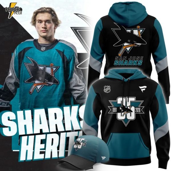 San Jose Sharks Heritage 2.0 Celebrate 35th Anniversary Season Special Hoodie