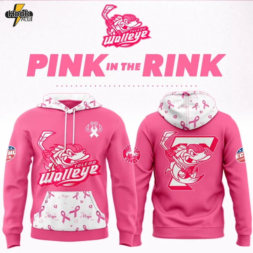 Toledo Walleye 2025 "Pink in the Rink" Special Hoodie Toledo Walleye 2025 "Pink in the Rink" Special Hoodie