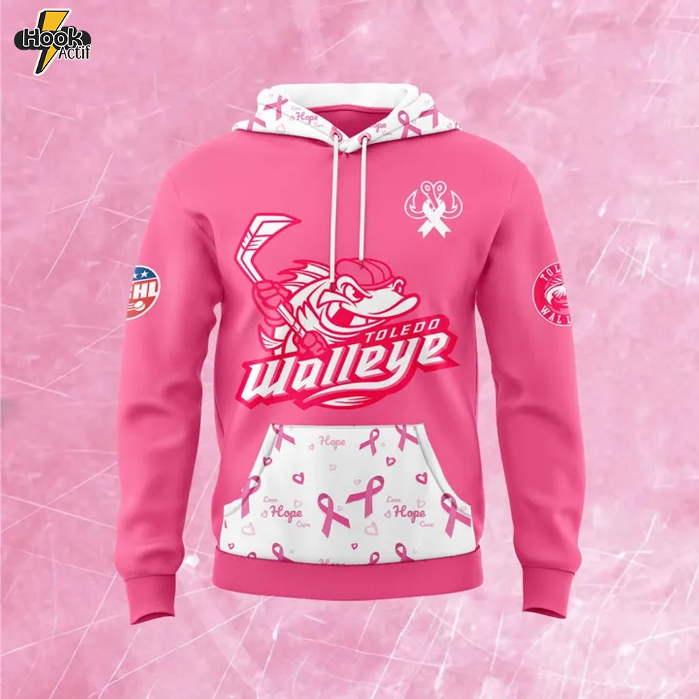 Toledo Walleye 2025 "Pink in the Rink" Special Hoodie Toledo Walleye 2025 "Pink in the Rink" Special Hoodie