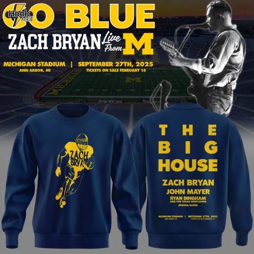 Zach Bryan x Michigan Wolverines Tour "The Big House" 2025 Special Sweatshirt