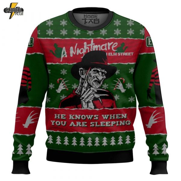 Hooktab A Nightmare On Elm’s Street Ugly Christmas Sweater