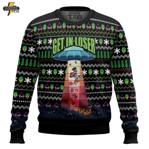 Hooktab Alien Kidnaps Santa Claus Ugly Christmas Sweater