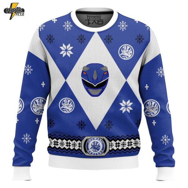 Hooktab Blue Power Rangers Ugly Christmas Sweater